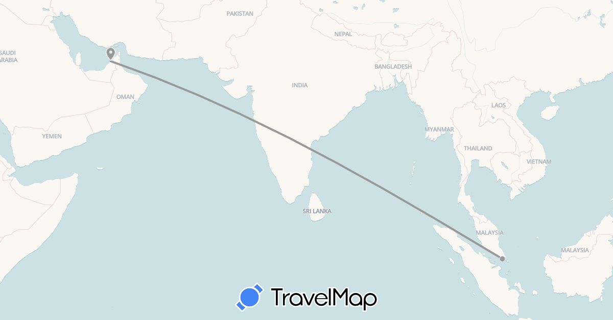 TravelMap itinerary: plane in United Arab Emirates, Singapore (Asia)